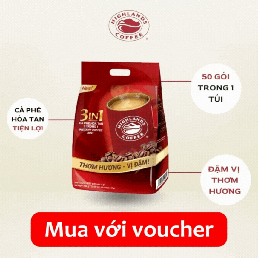 Ca phe hoa tan Highlands coffee 50 goi
