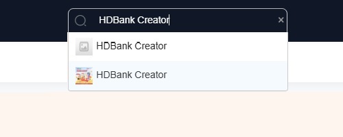 Viet tu khoa HDBank Creator vao o tim kiem trong dang nhap 1